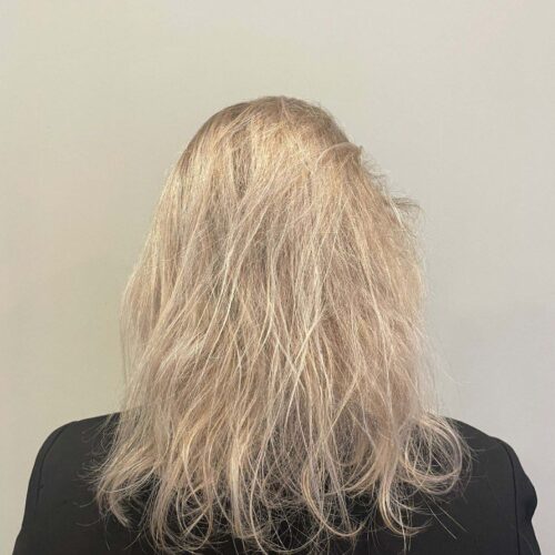 Dame Met Halflang Blond Haar, Voor Het Aanbrengen Van Hair Extensions